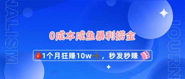 (14257期)0成本闲鱼暴利捞金,1个月狂赚10W+,秒发秒赚新玩法-老段项目分享