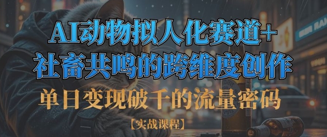 单日变现破千的流量密码，AI动物拟人化赛道+社畜共鸣的跨维度创作-老段项目分享