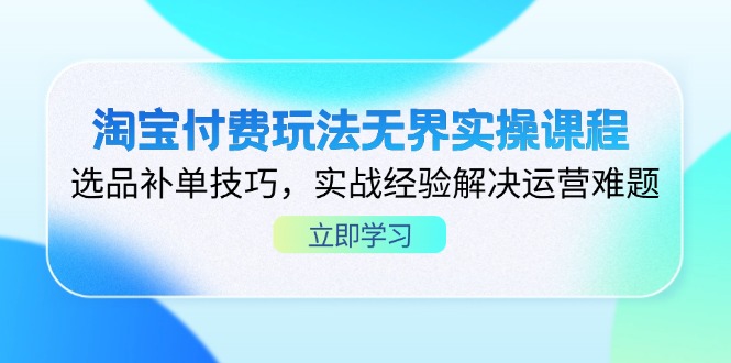 (14344期)淘宝付费玩法无界实操课程,选品补单技巧,实战经验解决运营难题-老段项目分享