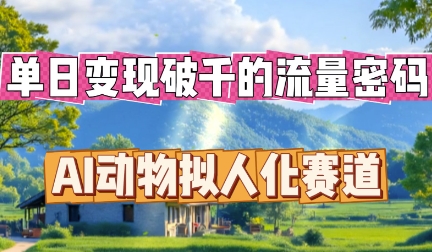 单日变现破k的流量密码,AI动物拟人化赛道-老段项目分享