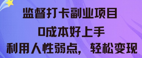 监督打卡副业新玩法，0成本好上手，利用人性的弱点轻松变现-老段项目分享