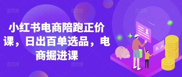 小红书电商陪跑正价课,小红书官方认证电商讲师教学,日出百单选品,电商掘进课-老段项目分享