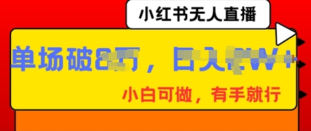 小红书无人直播，纯小白可做，有手就行，单场直播销售额破8w-老段项目分享