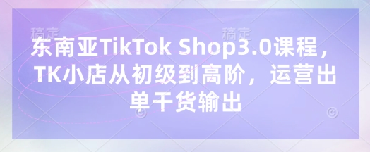 东南亚TikTok Shop3.0课程,TK小店从初级到高阶,运营出单干货输出-老段项目分享