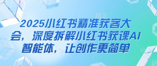 2025小红书精准获客大会,深度拆解小红书获课AI智能体,让创作更简单-老段项目分享