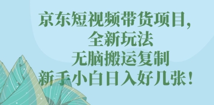 京东短视频带货项目,全新玩法,无脑搬运复制,新手小白日入好几张!-老段项目分享