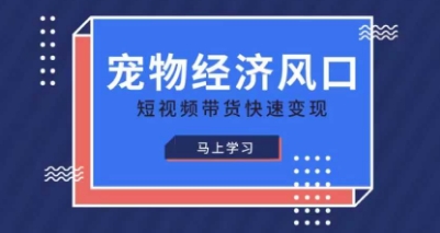 宠物赛道快速变现精品课,宠物经济风口,短视频带货快速变现-老段项目分享