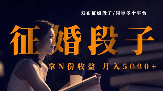 发布征婚段子,同步多个平台,拿N份收益,月入5k-老段项目分享