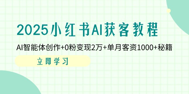 (14301期)2025小红书AI获客教程:AI智能体创作+0粉变现2万+单月客资1000+秘籍-老段项目分享