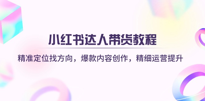 (14142期)小红书达人带货教程:精准定位找方向,爆款内容创作,精细运营提升-老段项目分享