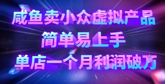 咸鱼卖小众虚拟产品,简单易上手,单店一个月利润破W-老段项目分享