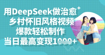 用DeepSeek做治愈乡村怀旧风格视频，爆款轻松制作，当日最高变现多张-老段项目分享